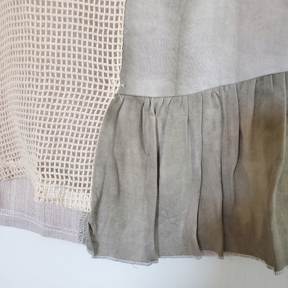 Sacred Threads Unique Sheer Patchwork Netting Neutral Boho Hippie Top Size Small - Picture 6 of 11